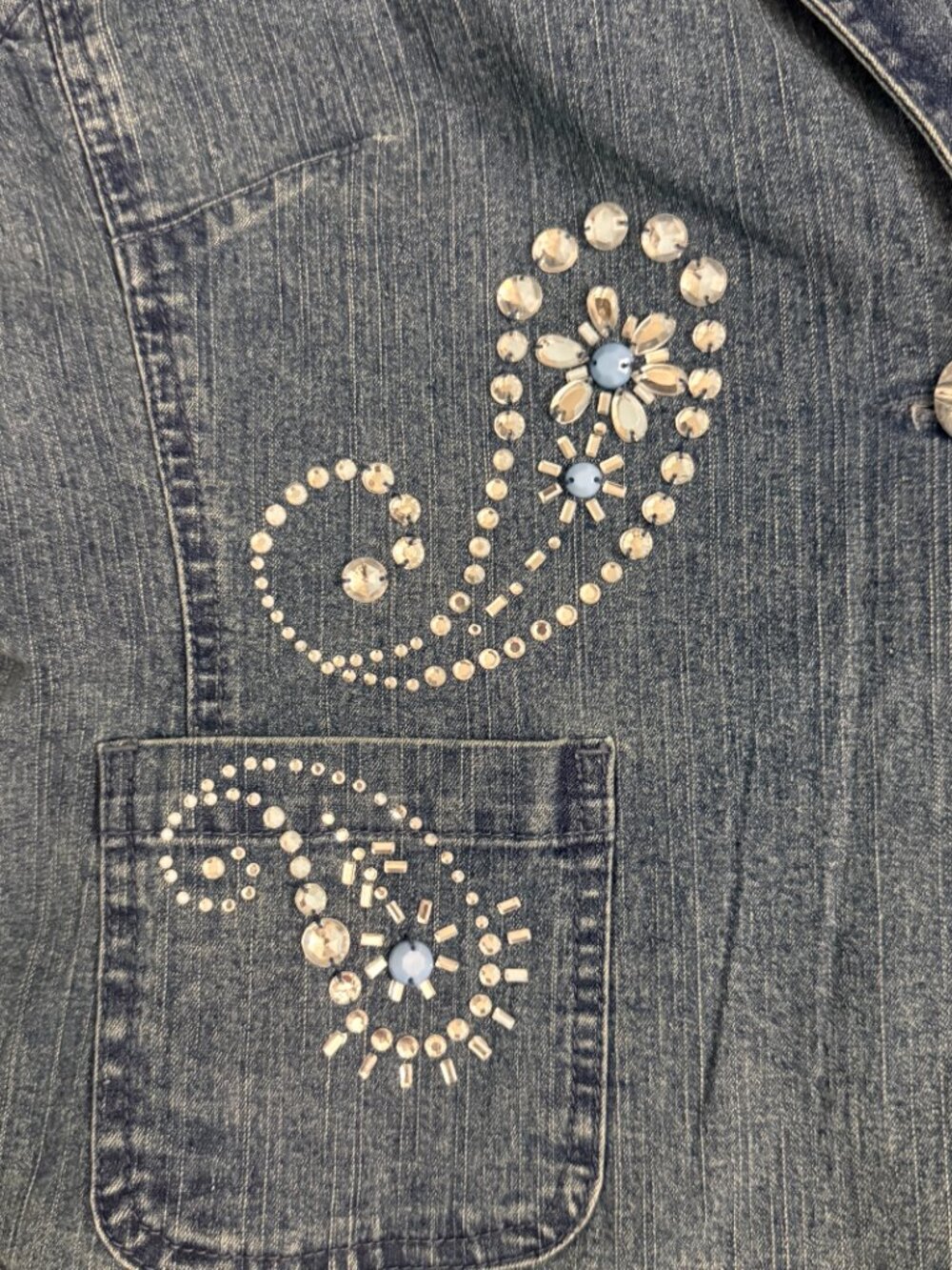 Ruby Rd. Rhinestone Jean Jacket Size 14P - Picture 3 of 12
